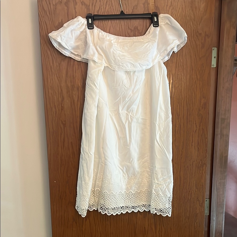 Xhilaration White Dress with Lace Trim